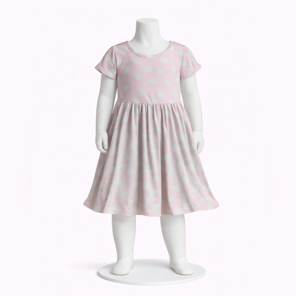 Polka Dot Kids Dress in Pink and White